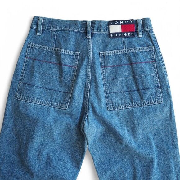 Tommy Jeans Vintage Y2K Button Fly Cargo Knees Jeans Medium Wash Junior 5 - Picture 7 of 11